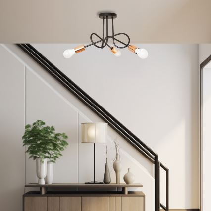 LED ytmonterad taklampa OXFORD 3xE27/15W/230V svart