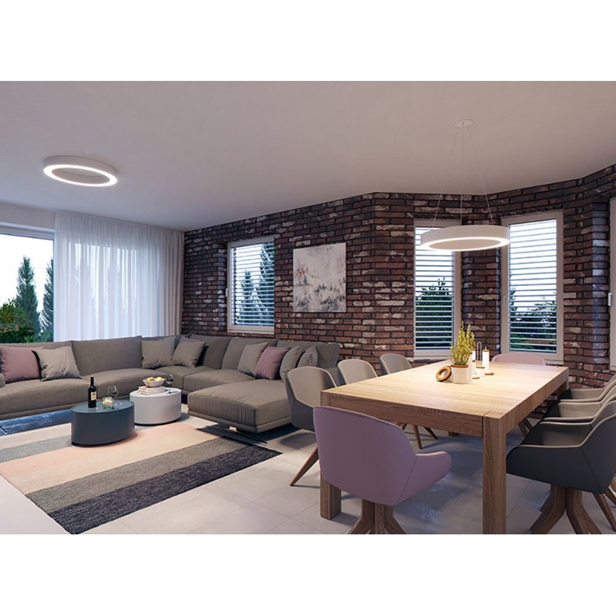 LED2 - LED ljuskrona med upphängningsrem SATURN LED/50W/230V 3000K diameter 60 cm vit