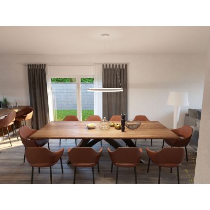 LED2 - LED ljusreglerad ljuskrona på textilsladd CIRCLE LED/80W/230V 3000K/4000K diameter 100 cm vit