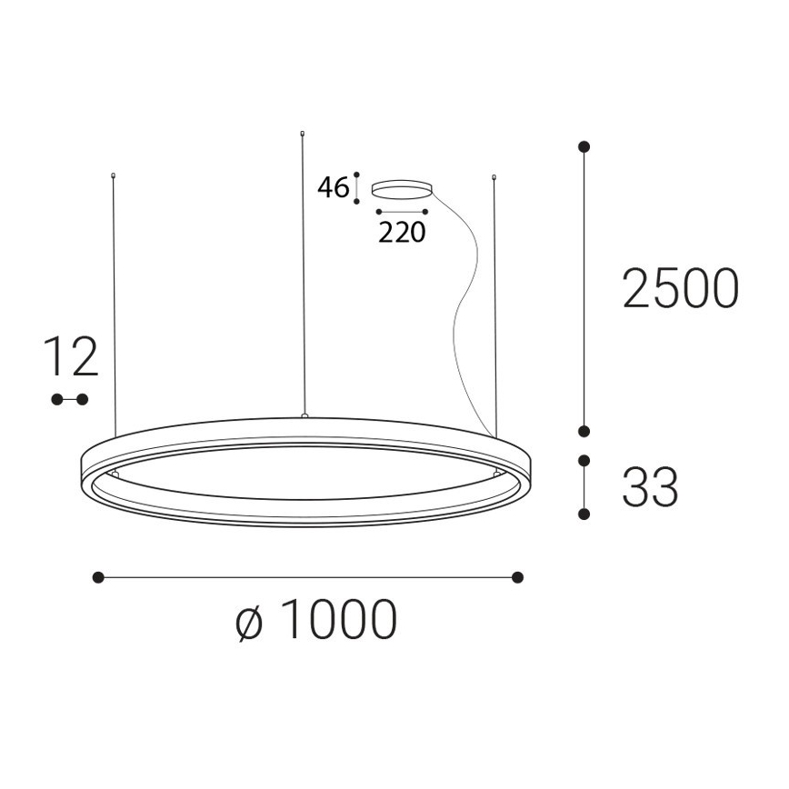 LED2 - LED ljusreglerad ljuskrona på textilsladd CIRCLE LED/80W/230V 3000K/4000K diameter 100 cm vit