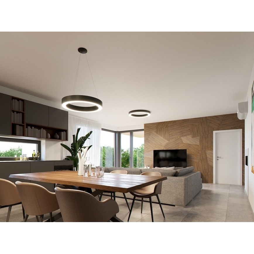 LED2 - LED ljusreglerad ljuskrona på textilsladd SATURN LED/50W/230V 3000K/4000K svart