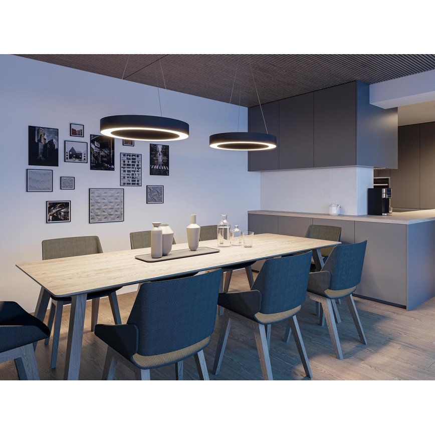 LED2 - LED ljusreglerad ljuskrona på textilsladd SATURN LED/50W/230V 3000K/4000K svart