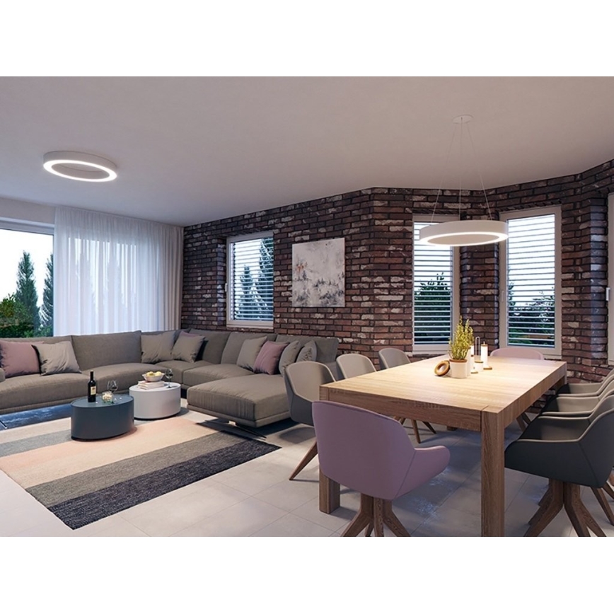 LED2 - LED ljusreglerad ljuskrona på textilsladd SATURN LED/50W/230V 3000K/4000K vit