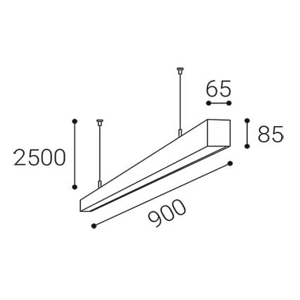 LED2 - LED-pendellampa på kabel LINO LED/24W/230V 3000K/3500K/4000K 90 cm svart