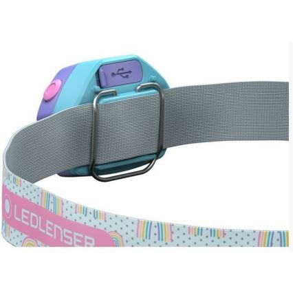 Ledlenser KIDLED4R RAINBOW - dimbar uppladdningsbar pannlampa för barn LED/280 mAh IPX4 40 lm 18 h lila