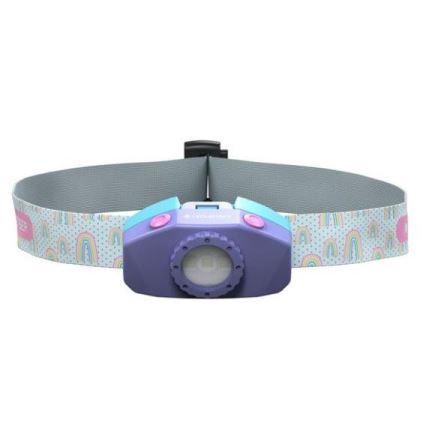 Ledlenser KIDLED4R RAINBOW - dimbar uppladdningsbar pannlampa för barn LED/280 mAh IPX4 40 lm 18 h lila