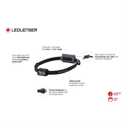 Ledlenser NEO3 - dimbar LED-pannlampa LED/3xAAA IP54 400 lm 20 h svart