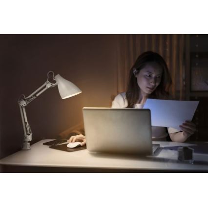 Ledvance - Bordslampa med klämfäste PEAR 1xE27/11W/230V vit
