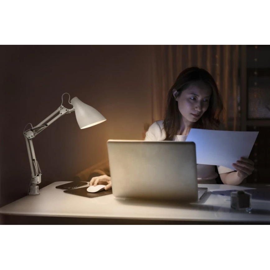 Ledvance - Bordslampa med klämfäste PEAR 1xE27/11W/230V vit