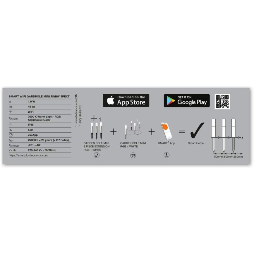Ledvance - Extension KIT 3x LED RGBW Utomhuslampa SMART+ MINI 3xLED/1,9W/230V IP44 Wi-Fi