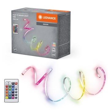 Ledvance - FLEX TV MOOD RGB LED-remsa, dimbar, 1 m, 4 W/5 V, med fjärrkontroll