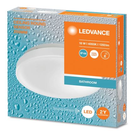 Ledvance - LED-badrumsarmatur med skymningssensor CEILING ROUND LED/18W/230V IP44