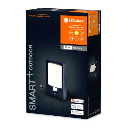 Ledvance - LED Ljusreglerad vägglampa med sensor för utomhusbruk och kamera SMART+ LED/22W/230V IP44 Wi-Fi