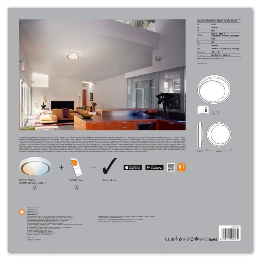 Ledvance - LED Dimbar Takbelysning SMART+ MOON LED/24W/230V Wi-Fi