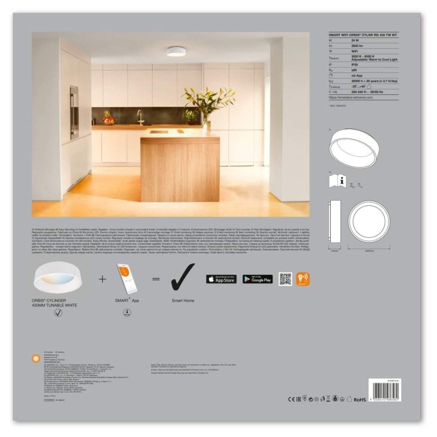Ledvance - LED Dimbart armatur SMART+ CYLINDER LED/26W/230V 3000K-6500K Wi-Fi