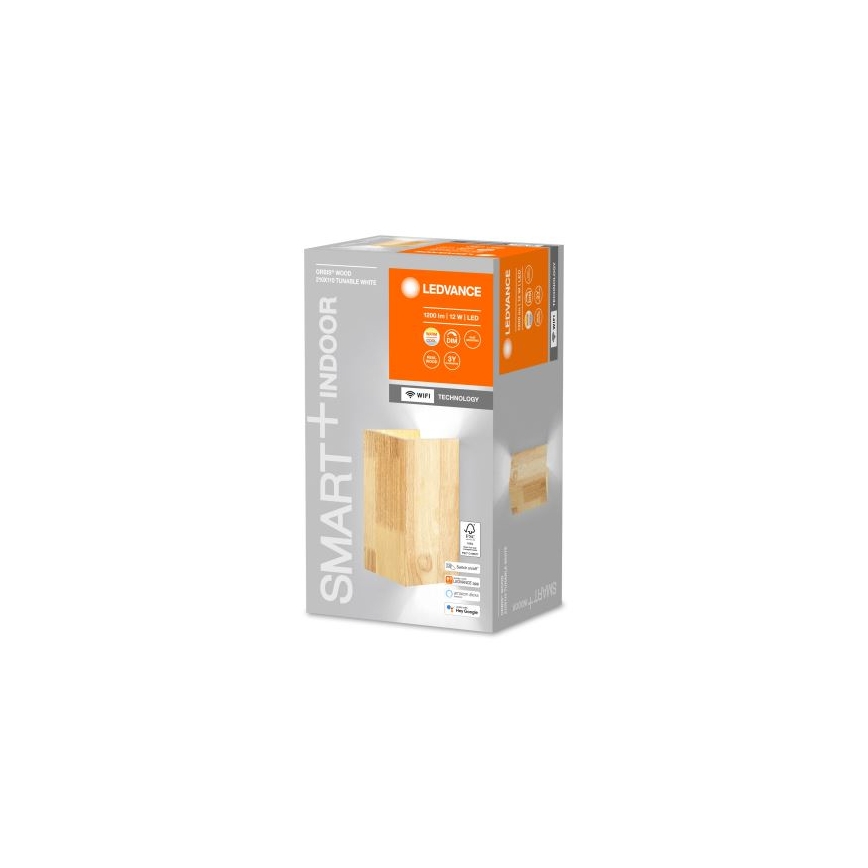 Ledvance - LED ljusreglerad vägglampa  SMART+ WOOD LED/12W/230V 3000-6500K Wi-Fi