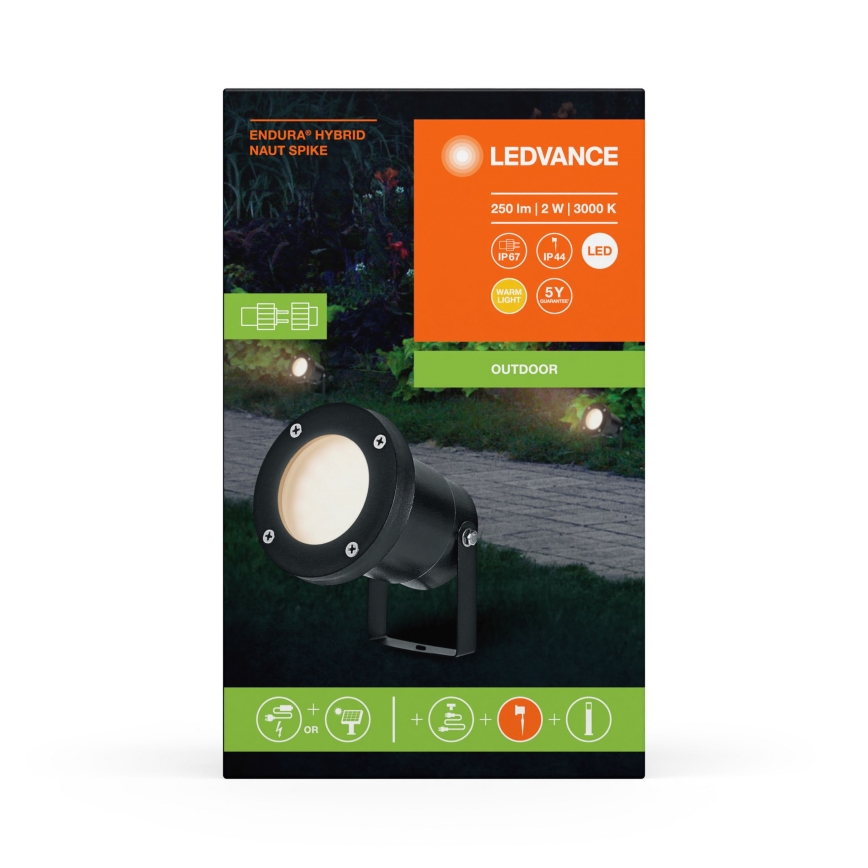 Ledvance - LED-lampa för utomhusbruk ENDURA HYBRID NAUT SPIKE LED/2W/12V IP44