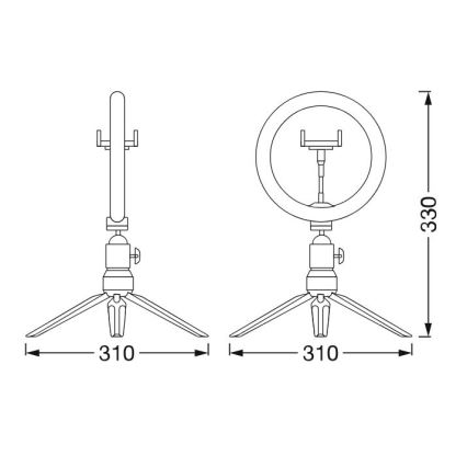 Ledvance - LED Dimbar bordslampa med stativ och hållare för vloggning LED/5,5W/USB 3000/4000/6500K