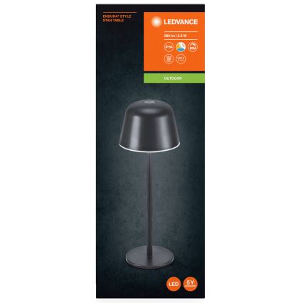 Ledvance - LED Ljusreglerad utomhus rechargeable lampa TABLE LED/2,5W/5V IP54 svart