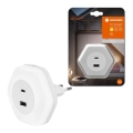 Ledvance - LED navigationslampa med stickkontakt med USB LUNETTA LED/15W/230V