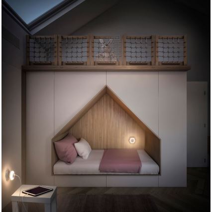 Ledvance - LED navigationslampa med stickkontakt med USB LUNETTA LED/15W/230V