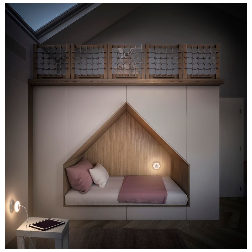 Ledvance - LED navigationslampa med stickkontakt med USB LUNETTA LED/15W/230V