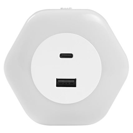 Ledvance - LED navigationslampa med stickkontakt med USB LUNETTA LED/15W/230V