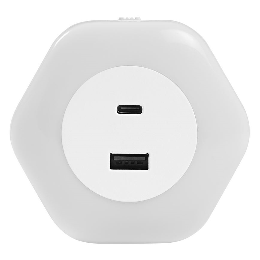 Ledvance - LED navigationslampa med stickkontakt med USB LUNETTA LED/15W/230V