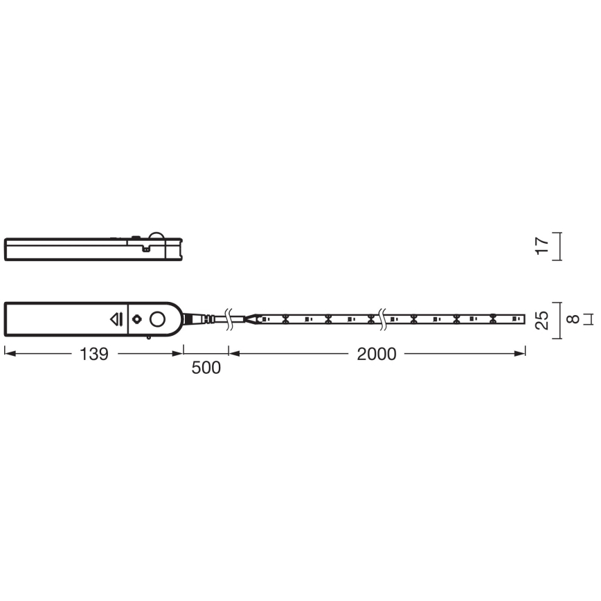 Ledvance - LED-remsa med rörelsesensor FLEX 2m LED/3,6W/4xAA