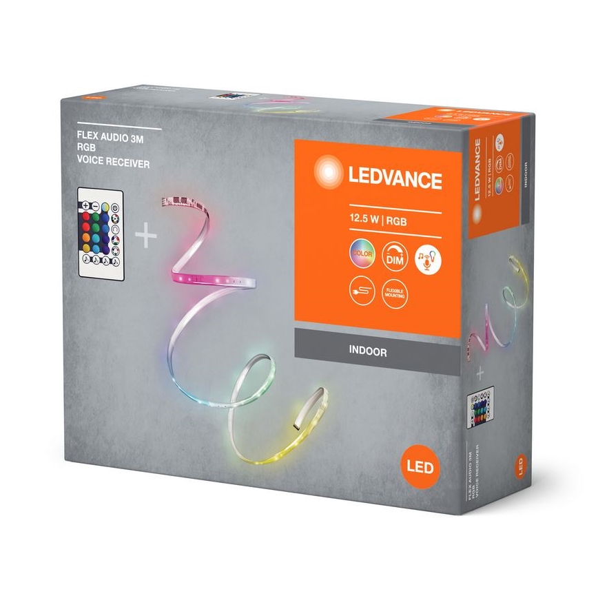 Ledvance - LED RGB Dimbar remsa FLEX AUDIO 3m LED/12,5W/230V + fjärrkontroll