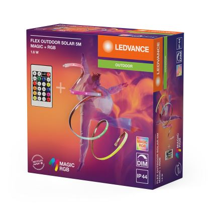 Ledvance - LED RGB dimbar solcellsremsa FLEX MAGIC 5m LED/1,6W/5V + fjärrkontroll