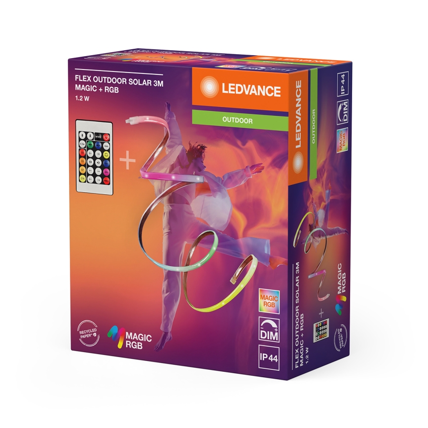 Ledvance - LED RGB dimbar solcellsdriven FLEX MAGIC 3m LED/1,2W/5V IP44 + fjärrkontroll