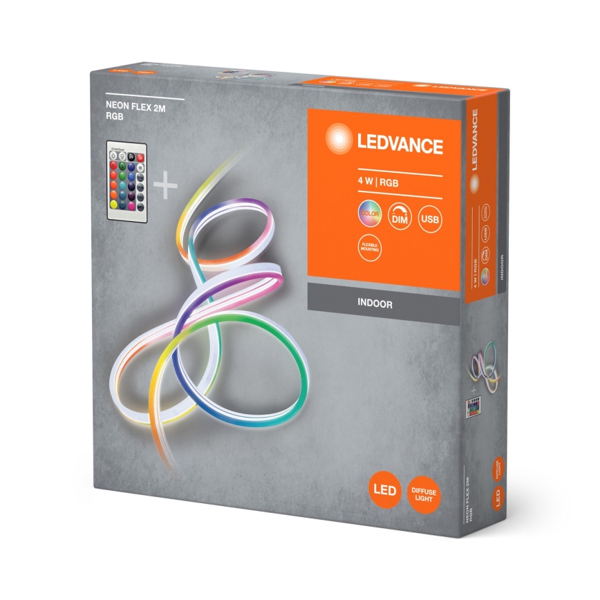 Ledvance - LED RGBW Dimbar LED-remsa NEON FLEX 2,1m LED/4W/5V + fjärrkontroll