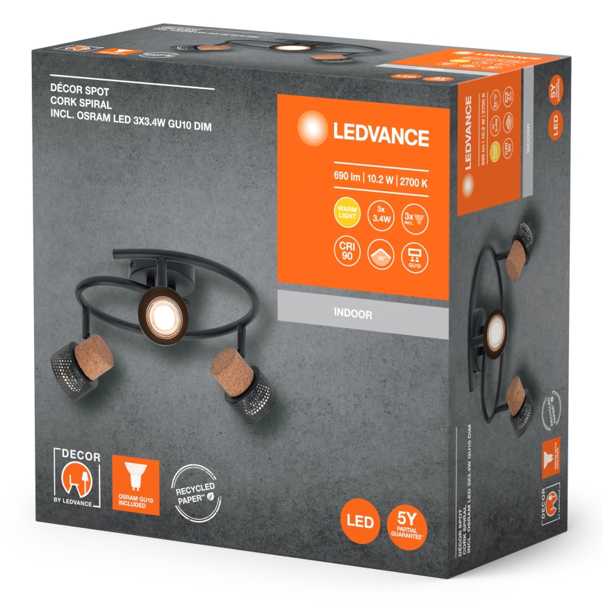 Ledvance - LED Spotlampa DECOR CORK 3xGU10/3,4W/230V