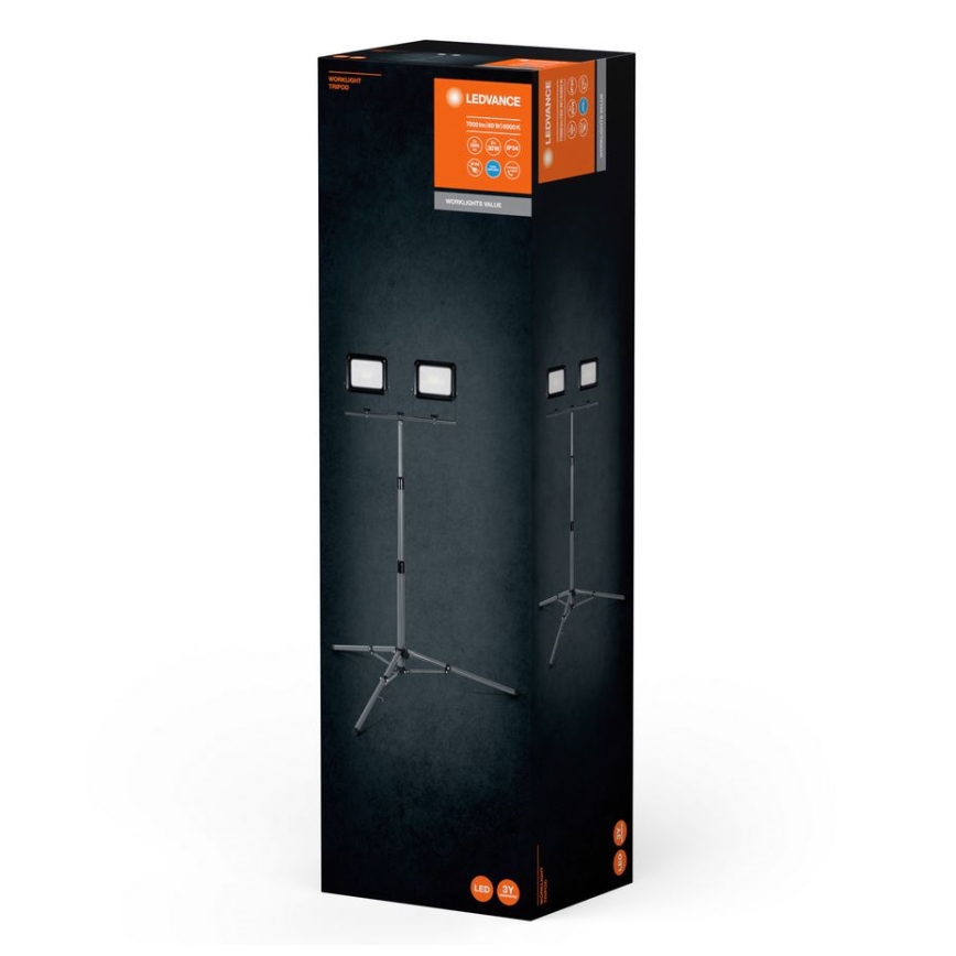 Ledvance - LED strålkastare för utomhusbruk med hållare WORKLIGHT TRIPOD 2xLED/30W/230V 6500K IP65