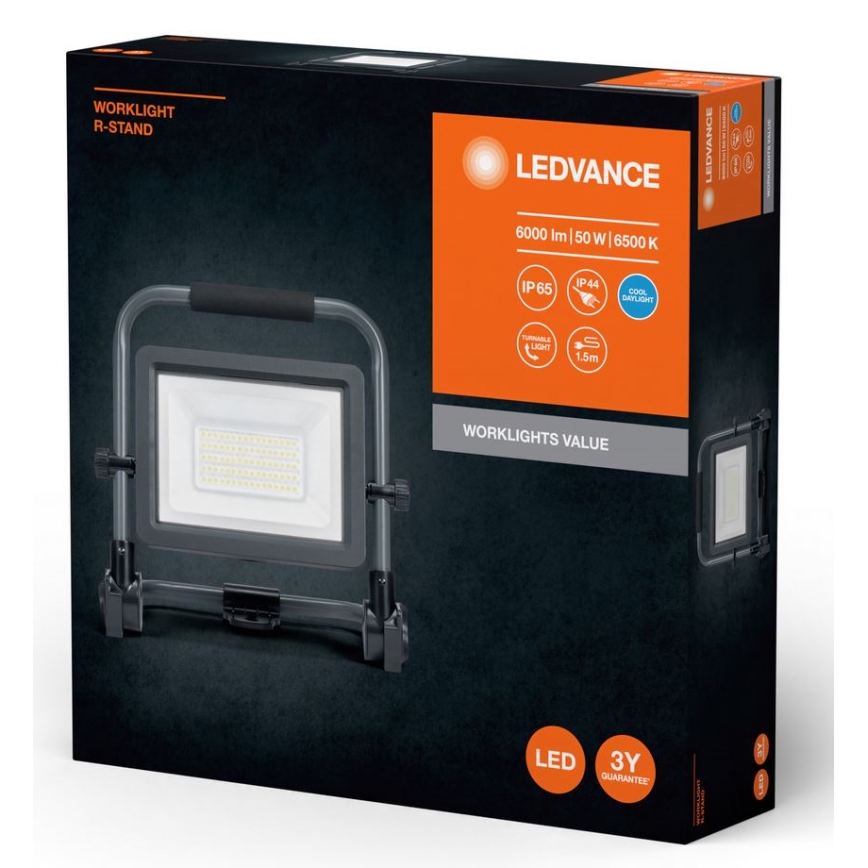 Ledvance - LED strålkastare för utomhusbruk WORKLIGHT R-STAND LED/50W/230V 6500K IP65