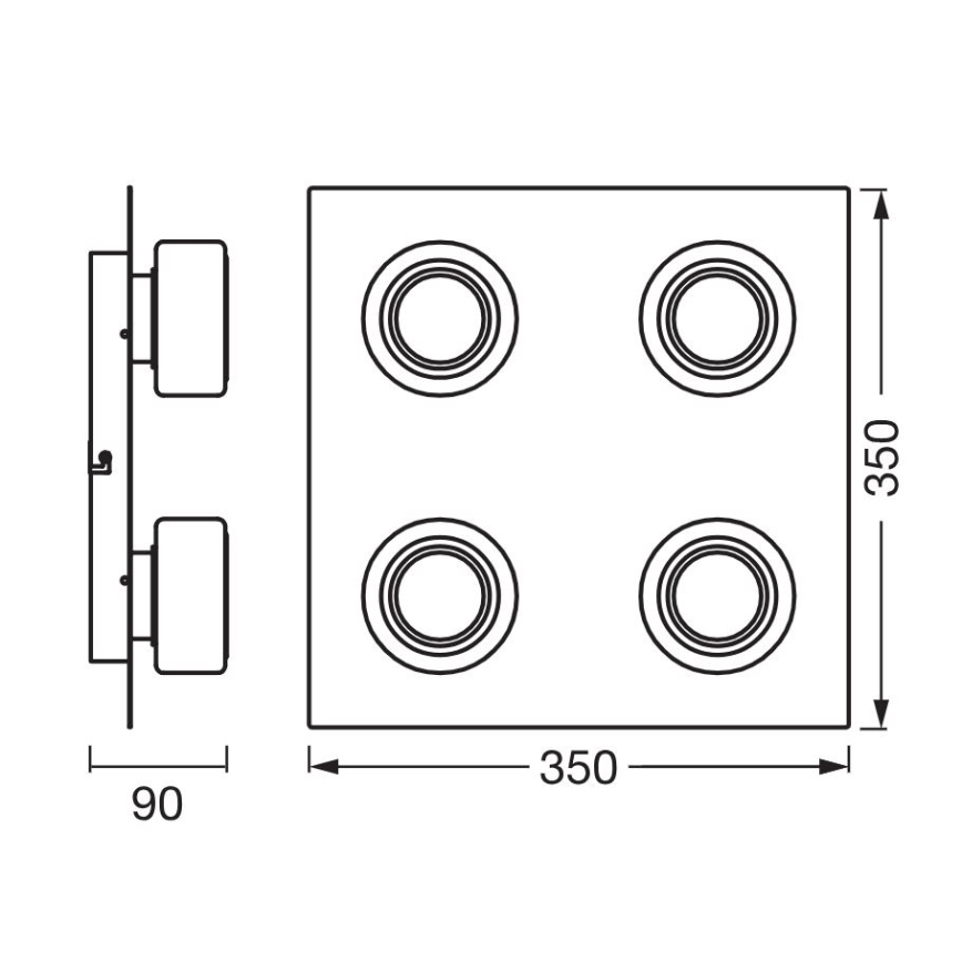 Ledvance - LED taklampa för badrum ORBIS FLAME 4xLED/5,5W/230V 3000/4000K IP44 svart