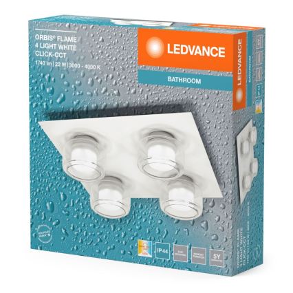 Ledvance - LED taklampa för badrum ORBIS FLAME 4xLED/5,5W/230V 3000/4000K IP44 vit