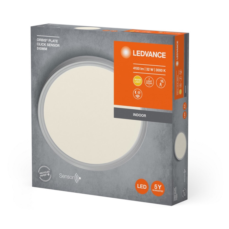 Ledvance - LED taklampa med sensor PLATE LED/32W/230V 3000K