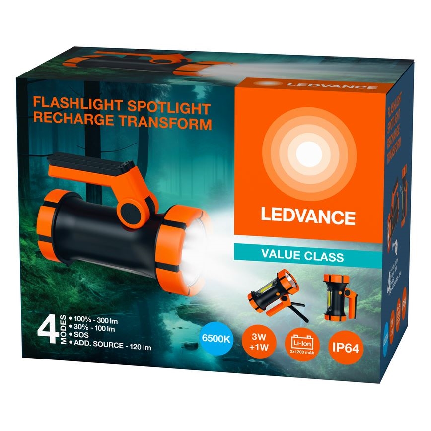 Ledvance - LED Uppladdningsbar Ficklampa med Powerbank FLASHLIGHT LED/3W/5V IP64 2400 mAh