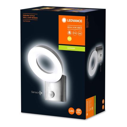 Ledvance - LED Utomhus Väggbelysning med sensor LOOP 1xLED/12W/230V IP44