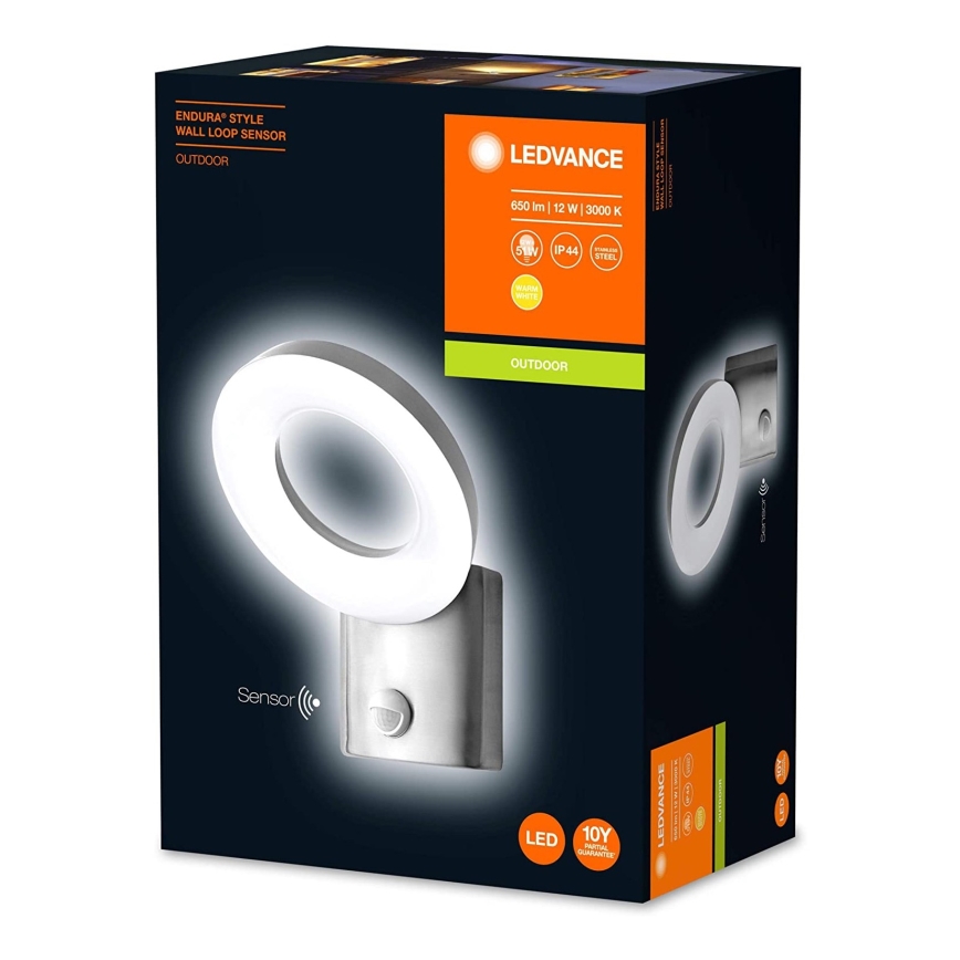Ledvance - LED Utomhus Väggbelysning med sensor LOOP 1xLED/12W/230V IP44