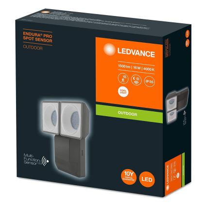 Ledvance - LED Utomhus Väggbelysning med sensor SPOT 2xLED/8W/230V IP55