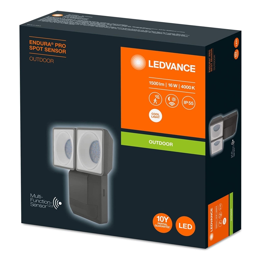 Ledvance - LED Utomhus Väggbelysning med sensor SPOT 2xLED/8W/230V IP55