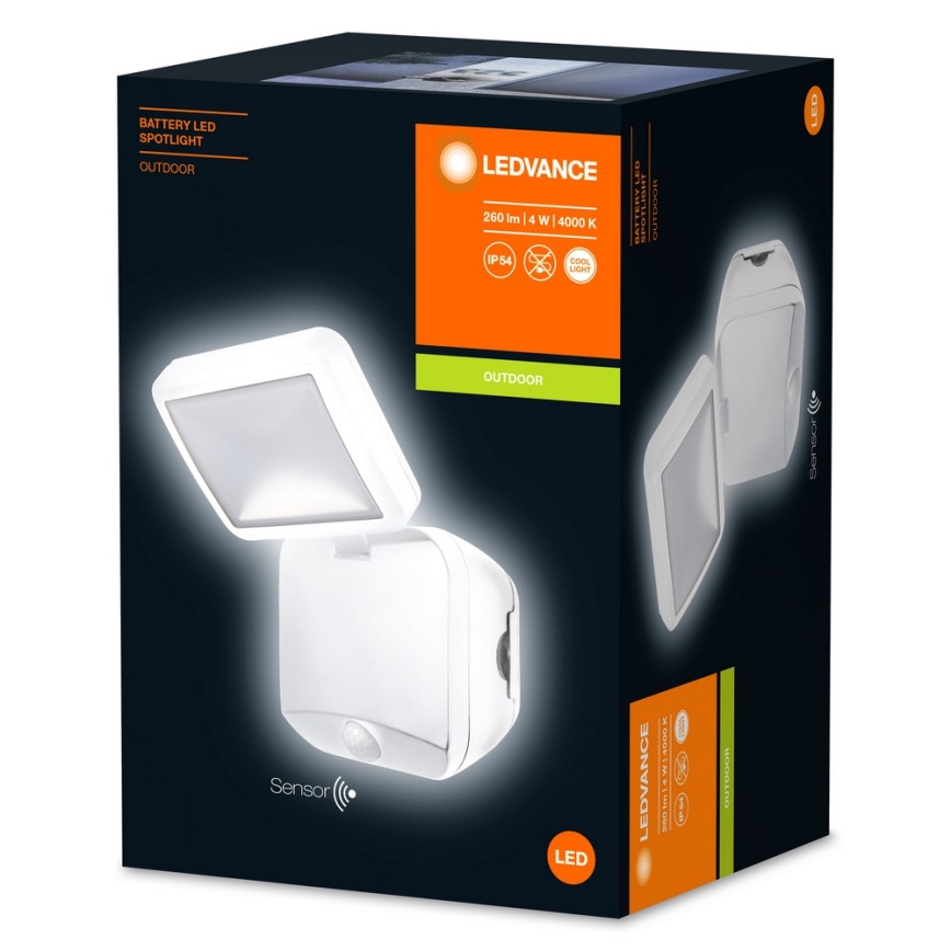 Ledvance - LED Utomhus vägglampa med sensor BATTERY LED/4W/4xD IP54