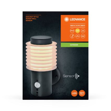 Ledvance - LED Utomhus vägglampa med sensor ENDURA RONDO LED/9,5W/230V IP44 antracit