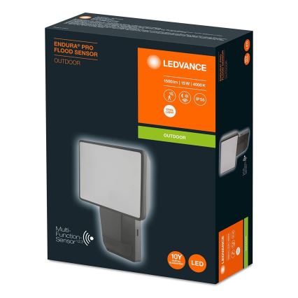 Ledvance - LED Utomhus väggStrålkastare med sensor FLOOD LED/15W/230V IP55
