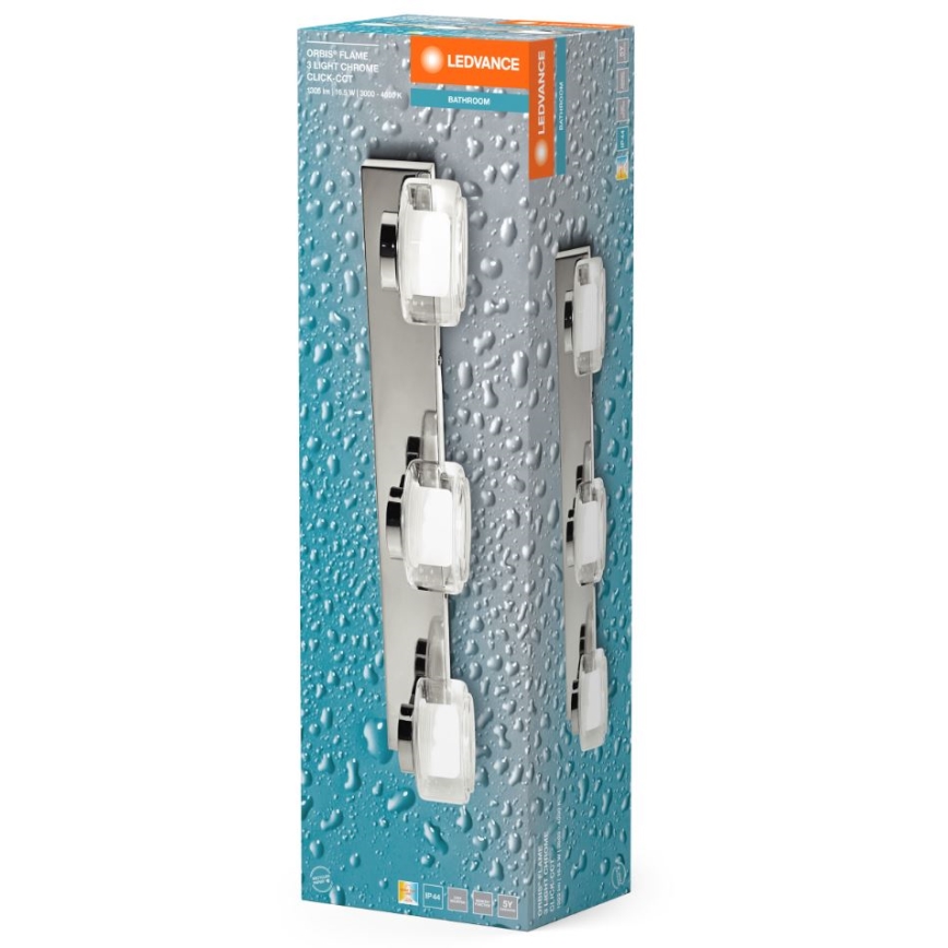 Ledvance-LED Vägglampa för badrum ORBIS FLAME 3xLED/5,5W/230V IP44 krom
