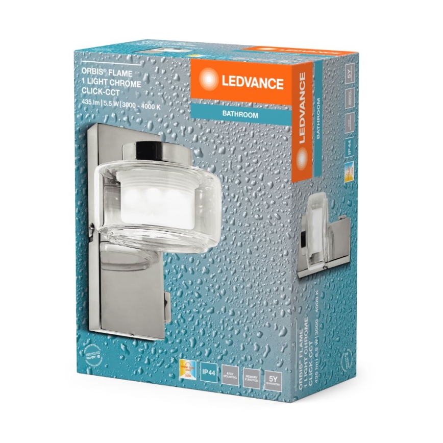 Ledvance - LED Vägglampa för badrum ORBIS FLAME LED/5,5W/230V 3000/4000K IP44 krom