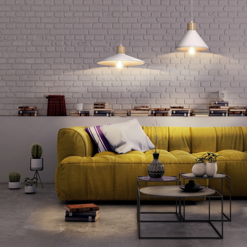 Ledvance - Ljuskrona med textilsladd DECOR PLASTER 1xE27/25W/230V diameter 22 cm plåster vit